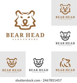 Set of Bear logo vector template, Creative Bear head logo design concepts