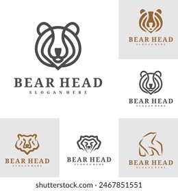 Set of Bear logo vector template, Creative Bear head logo design concepts