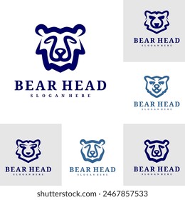 Set of Bear logo vector template, Creative Bear head logo design concepts