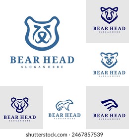 Set of Bear logo vector template, Creative Bear head logo design concepts