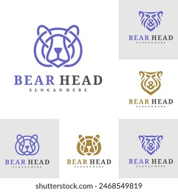 Set of Bear logo vector template, Creative Bear head logo design concepts