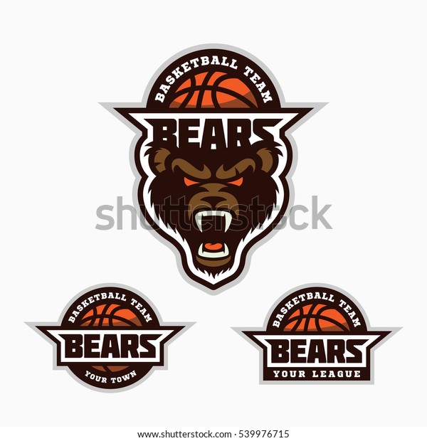 Set Bear Mascot Basketball Team Vector Stock Vector (Royalty Free ...