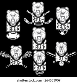 set of bear sports labels