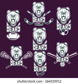set of bear sports labels