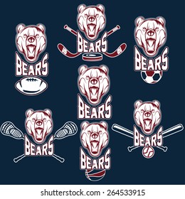 set of bear sports labels