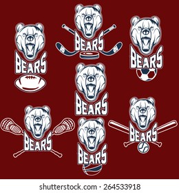 set of bear sports labels