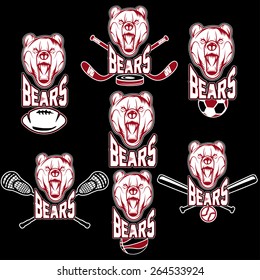 Set Of Bear Sports Labels