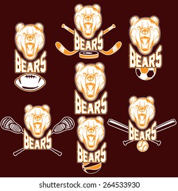 set of bear sports labels