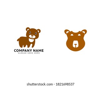 Set of Bear Vector Logo Design Template