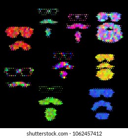 Set of beard dot hipster men