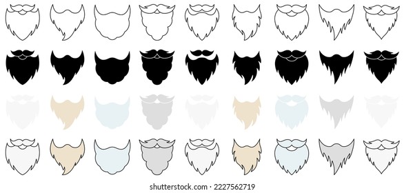 Set of Beard in flat style isolated