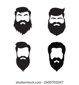 set of beard and hair vector