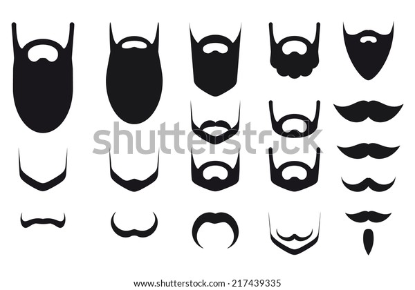 Set Beard Mustache Silhouettes Stock Vector (Royalty Free) 217439335