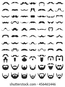 Set of beard with mustache or mustache, vector icons 