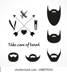 Set of beard silhouettes