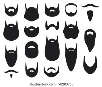 Set of beard silhouettes