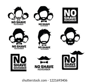 Set of Beard silhouettes with No Shave November text