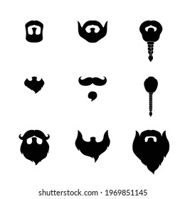 Set of beard silhouettes on white background
