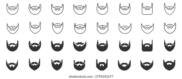 set of beard style icons vector illustration isolated on transparent background