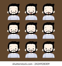 set of bearded man faces illustration