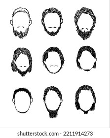 set of bearded men vector