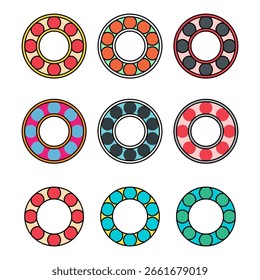 Conjunto de icono de rueda de rodamiento, signo de bola rodante, Ilustración vectorial de Diseño web plano .
