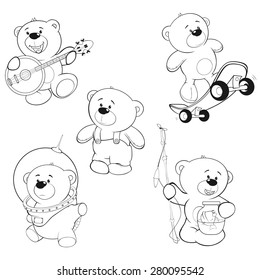 A set of bears. Coloring book 