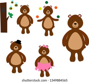 
set of bears illustrations. bears in cartoon style
