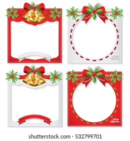 Set Of A Beatiful Christmas Photo Frame, Border Design Element & Decoration For New Year,