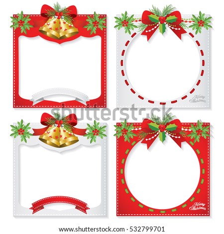 Set of a beatiful Christmas photo frame, border design element & decoration for new year,