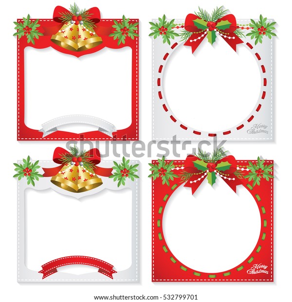 Set Beatiful Christmas Photo Frame Border Stock Vector (Royalty Free