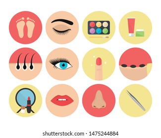 Set of beautician flat icons