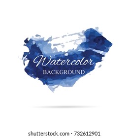 Set beautiful abstract blue watercolor art hand paint on white background,brush vector textures for logo.There is a place for text.Perfect stroke design for headline.luxury boutique Illustrations.