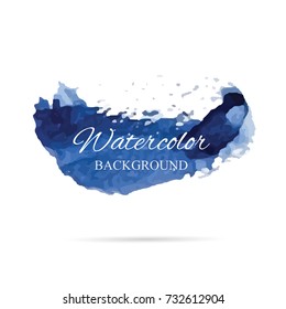 Set beautiful abstract blue watercolor art hand paint on white background,brush vector textures for logo.There is a place for text.Perfect stroke design for headline.luxury boutique Illustrations.
