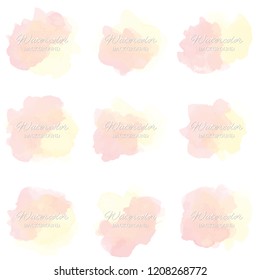 Set beautiful abstract red watercolor art hand paint on white background,brush textures for logo.There is a place for text.Perfect stroke design for headline.luxury boutique Illustrations.