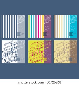 set of beautiful abstract summer greeting card design with seagulls | vector
