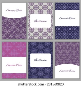 Set of beautiful abstract vector card templates.Perfect for Save the Date,wedding, baby shower, birthday, bridal party and other invitations