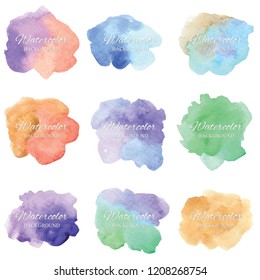 Set beautiful abstract watercolor art hand paint on white background,brush textures for logo.There is a place for text.Perfect stroke design for headline.luxury boutique Illustrations.