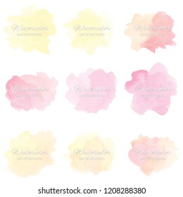Set beautiful abstract watercolor art hand paint on white background,brush textures for logo.There is a place for text.Perfect stroke design for headline.luxury boutique Illustrations.