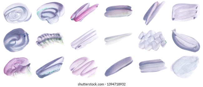 Set beautiful abstract watercolor art hand paint on white background,brush textures for logo.There is a place for text.Perfect stroke design for headline.luxury boutique Illustrations.