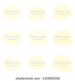 set beautiful abstract yellow watercolor art hand paint on white background,brush textures for logo.There is a place for text.Perfect stroke design for headline.luxury boutique Illustrations.