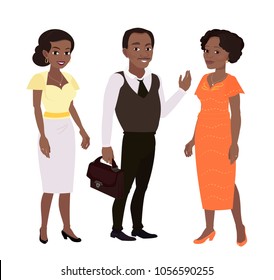 A set of beautiful African American people in modern clothes.