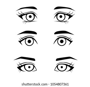 Set of beautiful anime style eyes,Kine art Vector