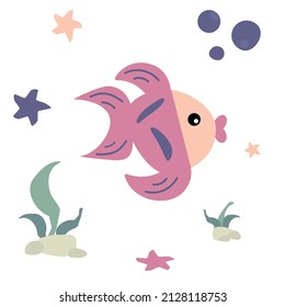 Set of beautiful aquatic animals