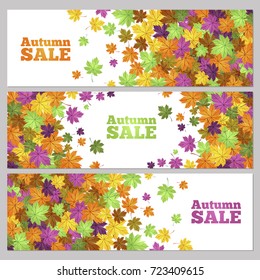 Set of beautiful autumn banners for promo actions and sales.
