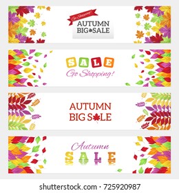 Set of beautiful autumn banners for promo actions and sales.