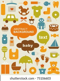 Set of beautiful baby icons