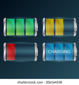 Set of beautiful battery charge level indicators