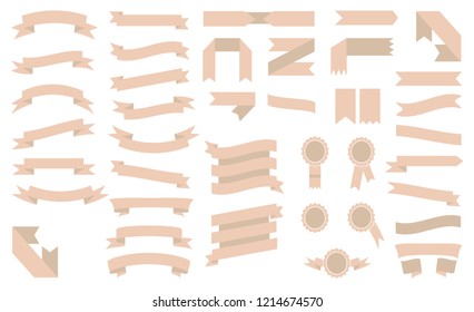 Set Of Beautiful Beige Ribbons.Elements For Your Design Vector Illustration
