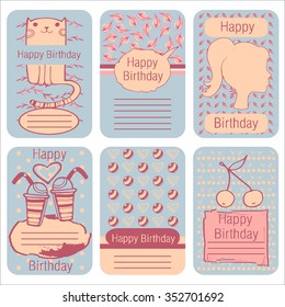 Set of beautiful birthday invitation cards.
